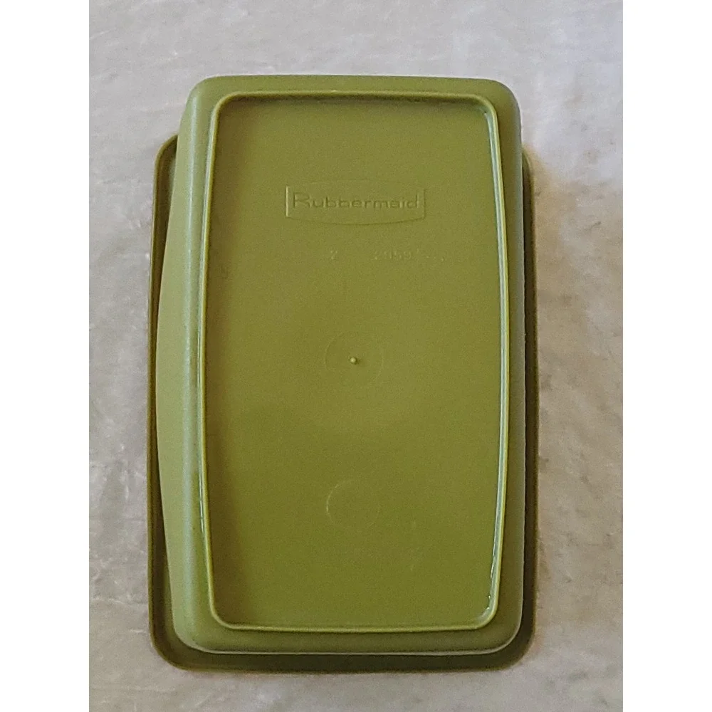 Vtg Rubbermaid Avocado Green Wastebasket 2959 Floral Trash Can Retro Decor 70s